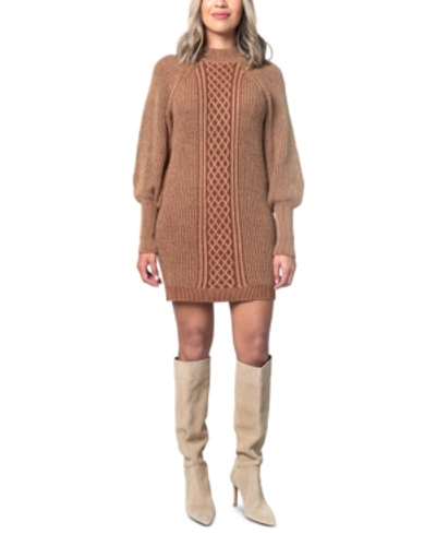 Shop Kit & Sky Balloon-sleeve Sweater Dress In Rust
