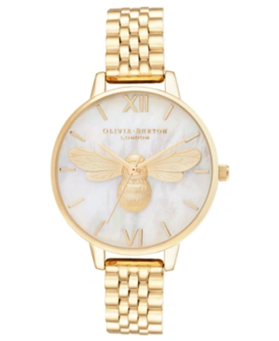 Shop Olivia Burton Women's Lucky Bee Gold-tone Bracelet Watch 34mm