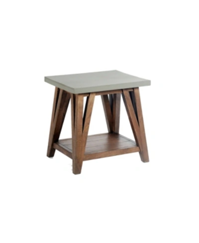 Alaterre Furniture Brookside Cement-top Wood End Table In Brown