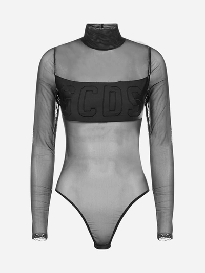 Shop Gcds Logo-band Tulle Bodysuit