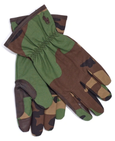 Shop Polo Ralph Lauren Men's Camo-print Canvas Gloves In Olive Camo