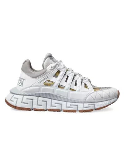 Shop Versace Trigreca Sneakers In Bianco