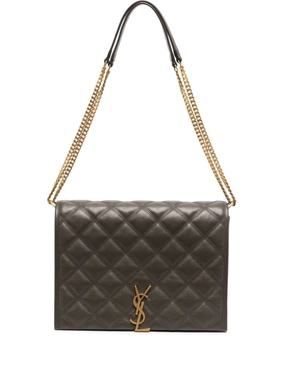Shop Saint Laurent Small Becky Quilted Shoulder Bag In Green