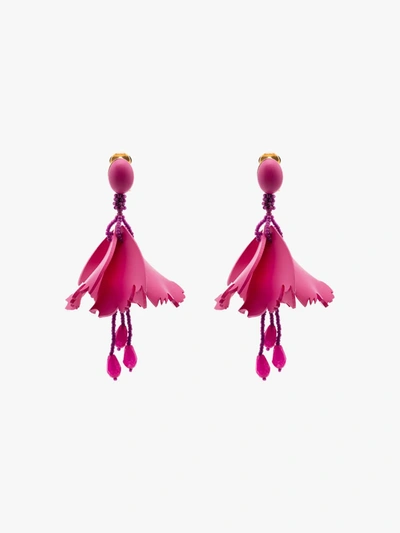 Shop Oscar De La Renta Purple Impatiens Floral Drop Earrings
