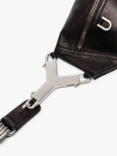 Shop Rick Owens Black Performas Cerberus Leather Cross Body Bag