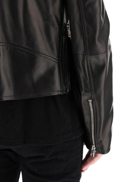 Shop Amiri Leather Biker Jacket In Black