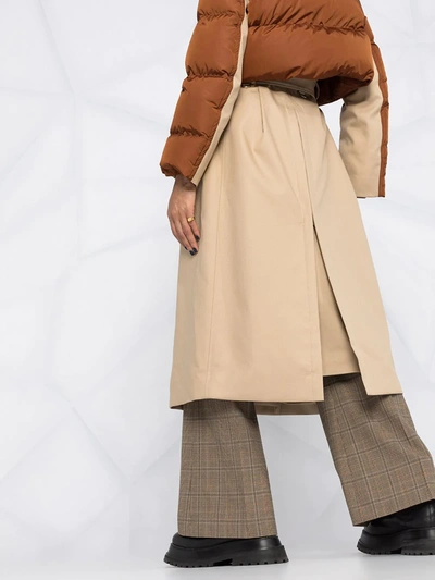 Shop Burberry Double-breasted Layered Trench Coat In Brown