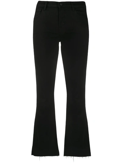 Shop J Brand Cropped Bell-flare Jeans In Black