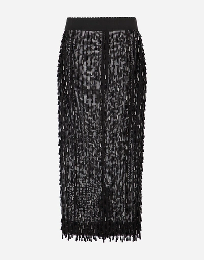 Shop Dolce & Gabbana Embroidered Pencil Skirt In Multicolor