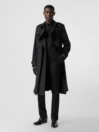 Shop Burberry Wool Twill Loop-back Trench Coat In Black