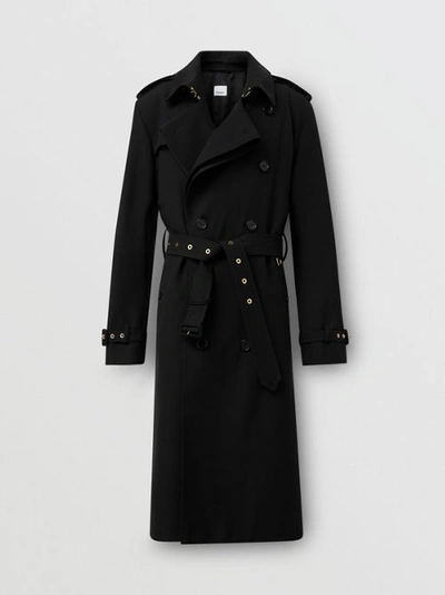Shop Burberry Wool Twill Loop-back Trench Coat In Black