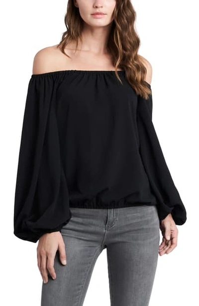 Shop Vince Camuto Off The Shoulder Bubble Sleeve Top In Rich Black