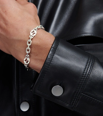 Shop Gucci Interlocking Silver Bracelet