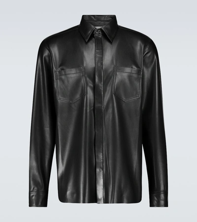 Shop Nanushka Declan Vegan Leather Shirt In Black