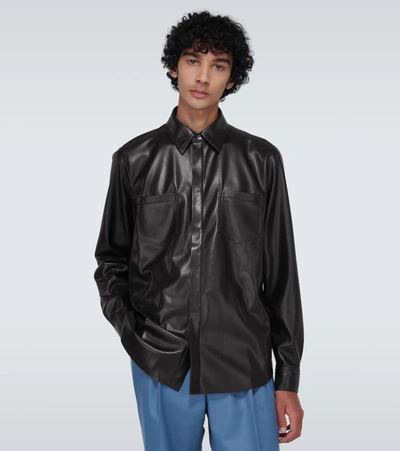 Shop Nanushka Declan Vegan Leather Shirt In Black