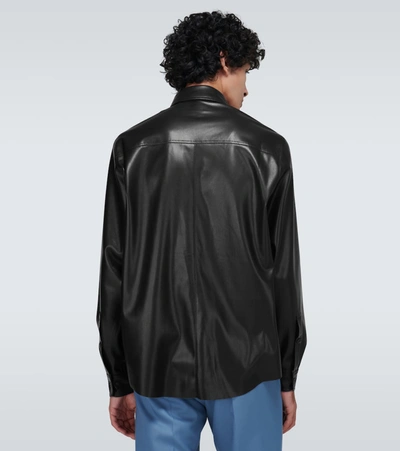 Shop Nanushka Declan Vegan Leather Shirt In Black