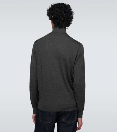 Shop Ermenegildo Zegna Cashmere-silk Turtleneck Sweater In Grey