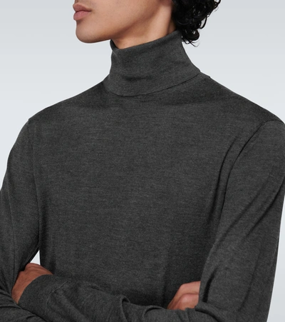 Shop Ermenegildo Zegna Cashmere-silk Turtleneck Sweater In Grey