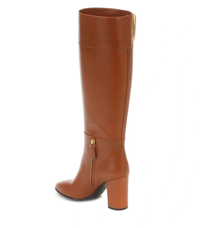 Shop Valentino Supervee Knee-high Leather Boots In Brown