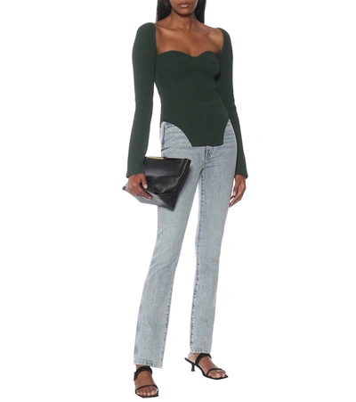 Shop Khaite Maddy Ribbed-knit Top In Green