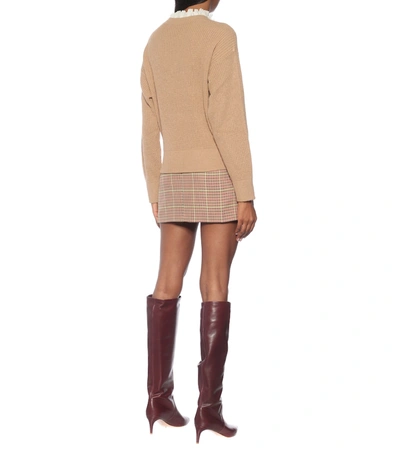 Shop Red Valentino Lace-trimmed Sweater In Brown