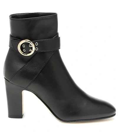 Shop Jimmy Choo Blanka 85 Leather Ankle Boots In Black