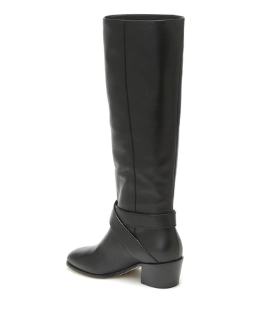 Shop Jimmy Choo Beca 45 Leather Knee-high Boots In Black