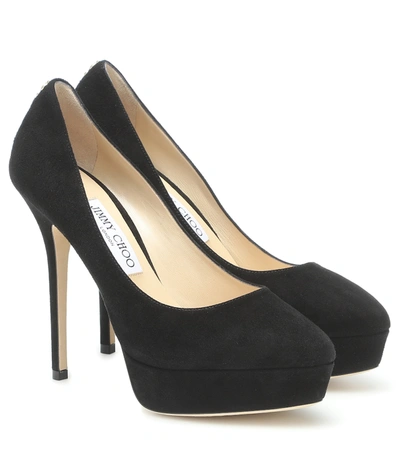 Shop Jimmy Choo Jenara 125 Suede Platform Pumps In Black