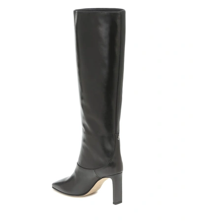 Shop Jimmy Choo Mahesa 85 Leather Knee-high Boots In Black