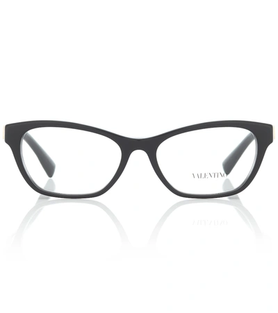 Shop Valentino Vlogo Glasses In Black