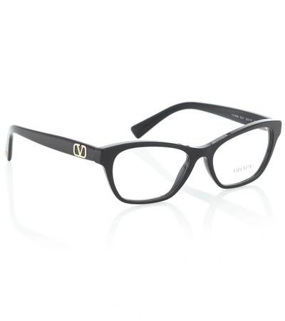 Shop Valentino Vlogo Glasses In Black