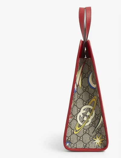 Shop Gucci Kids Space Branded Leather Handbag In Beige