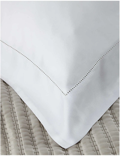 Shop The White Company Chalk Connaught Cotton And Silk-blend Oxford Pillowcase 65cm X 65cm