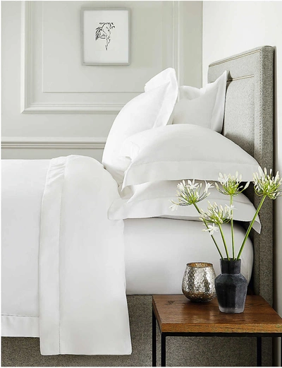 Shop The White Company Chalk Connaught Cotton And Silk-blend Oxford Pillowcase 65cm X 65cm