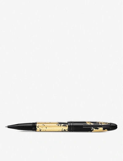 Shop Montblanc Meisterstück Solitaire Calligraphy Leaf Rollerball Pen In Black/gold