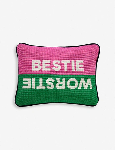 Shop Jonathan Adler Needlepoint Bestie Worstie Wool Pillow