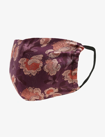 Shop Emily Carter Floral-print Silk Face Covering In Purple Pink