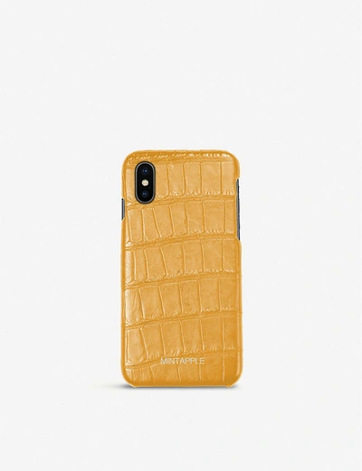 Shop Mintapple Tan Alligator-embossed Leather Iphone Xs Max Case