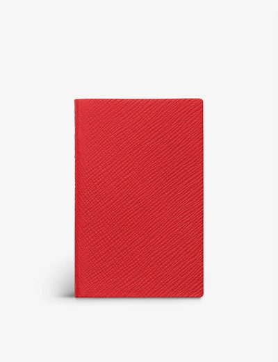 Shop Smythson Wafer Cross-grain Leather Notebook 10.8cm In Scarlet Red