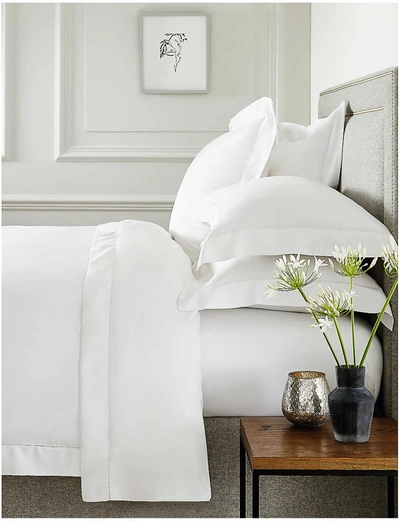Shop The White Company Chalk (white) Connaught Double Cotton And Silk-blend Duvet Cover