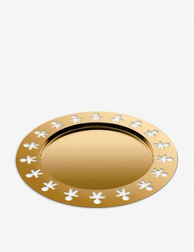 Shop Alessi Girotondo Gold-plated Stainless Steel Round Tray 40cm In Nocolor