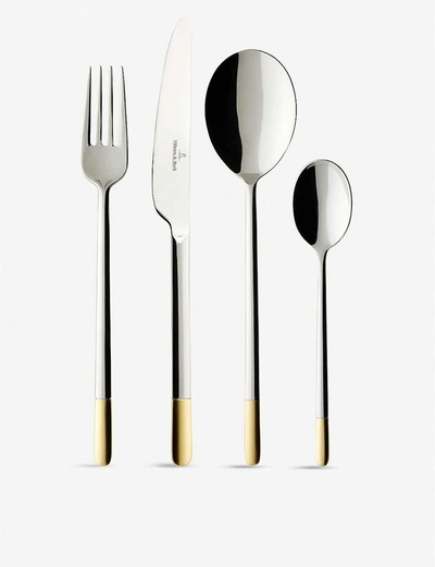 Shop Villeroy & Boch Silver And Gold Ella Gold-plated Stainless Steel Cutlery 113-piece Set