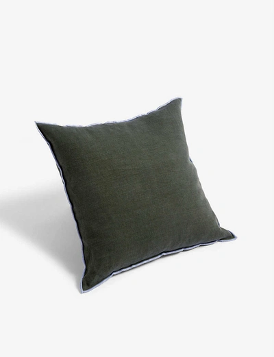 Shop Hay Outline Linen And Cotton-blend Cushion 50cm X 50cm