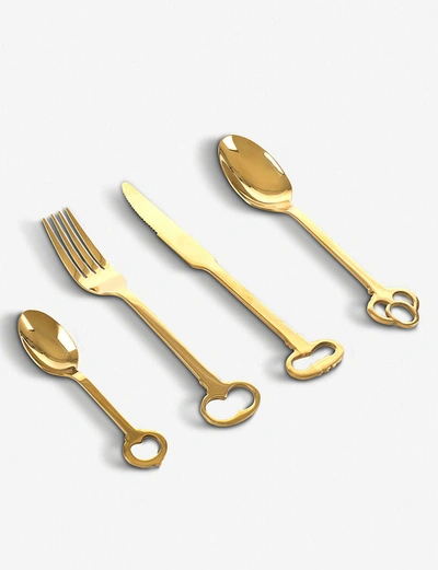 Shop Seletti Keytlery Gold-toned Stainless Steel Cutlery 24-piece Set