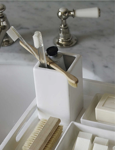 Shop The White Company Newcombe Ceramic Toothbrush Holder In White