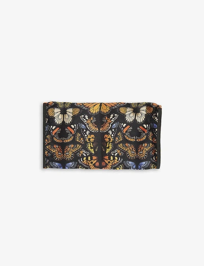 Shop Emily Carter Butterfly-print Silk Face Covering In Black White