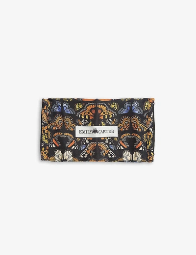 Shop Emily Carter Butterfly-print Silk Face Covering In Black White