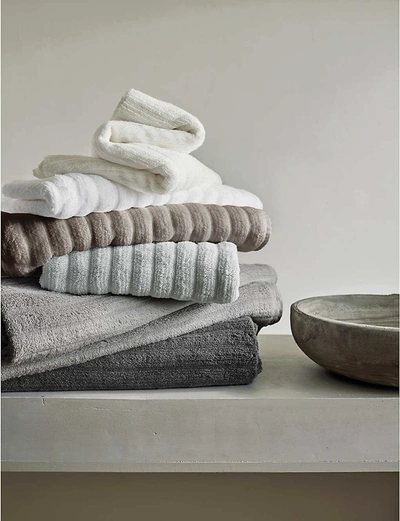 The White Company Pearl Grey Hydrocotton Ribbed Bath Sheet 150cm X 100cm Bath Sheet In Pearl Grey