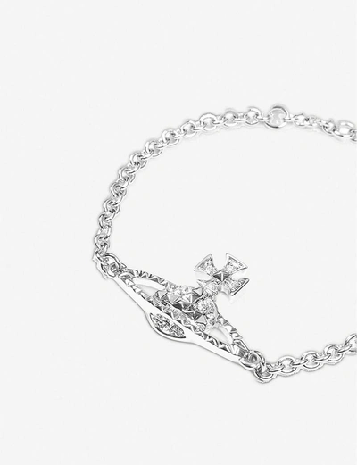 Vivienne Westwood Jewellery Ladies Crystal And Rhodium Silver Orb Design Mayfair Bas Relief Bracelet In Nero