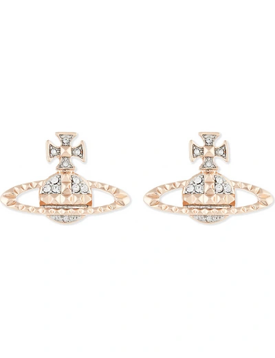 Shop Vivienne Westwood Jewellery Women's Pink Gold Mayfair Orb Rose Gold-toned Brass Stud Earrings